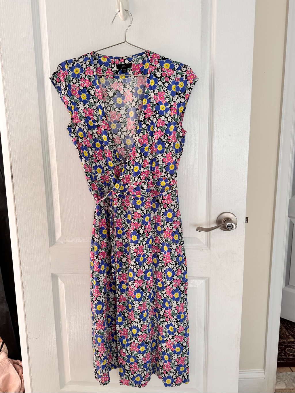 J. Crew Floral Blouse In Black, Pink, Blue, Yellow